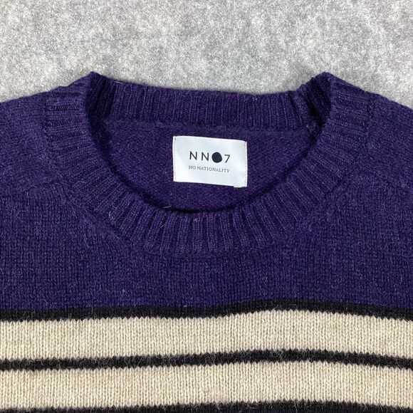 NN07 No Nationality Multi Color Nathan Striped Wool Crew Pullover Sweater Large* - Picture 11 of 15